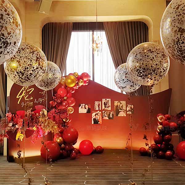 紅絲絨金箔氣球佈置組