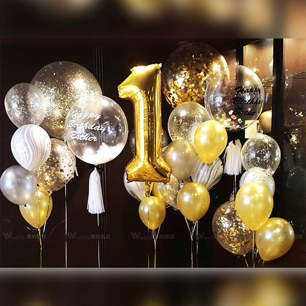 經典白金1歲生日佈置組