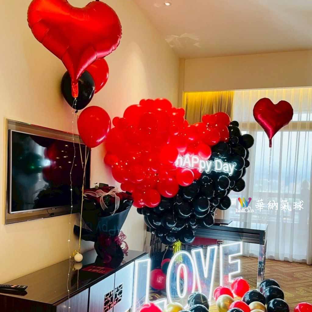 紅黑時尚情人節氣球組