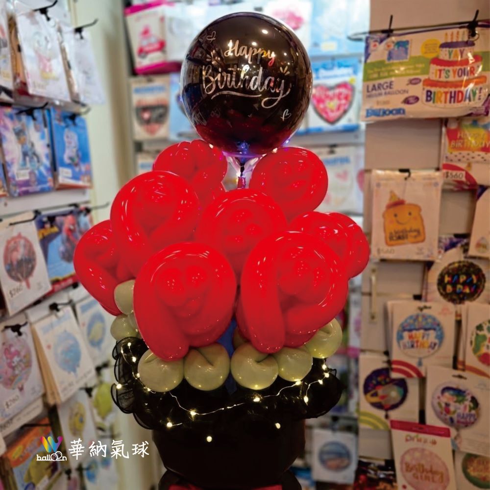 奢華微光氣球玫瑰花束 